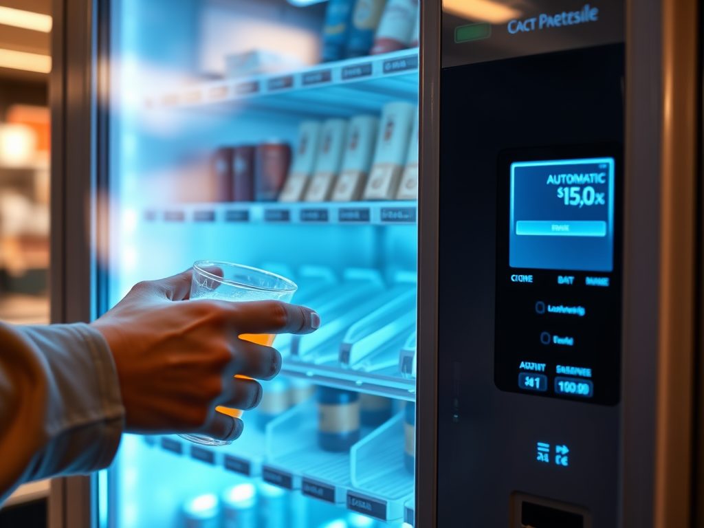 Customer using vending machine